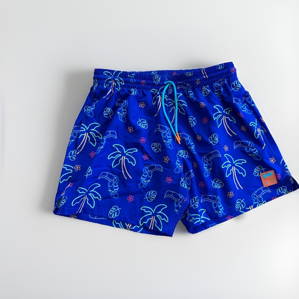 Chicken Legs M Men's Neon Palms Swim Trunks 4" Inseam